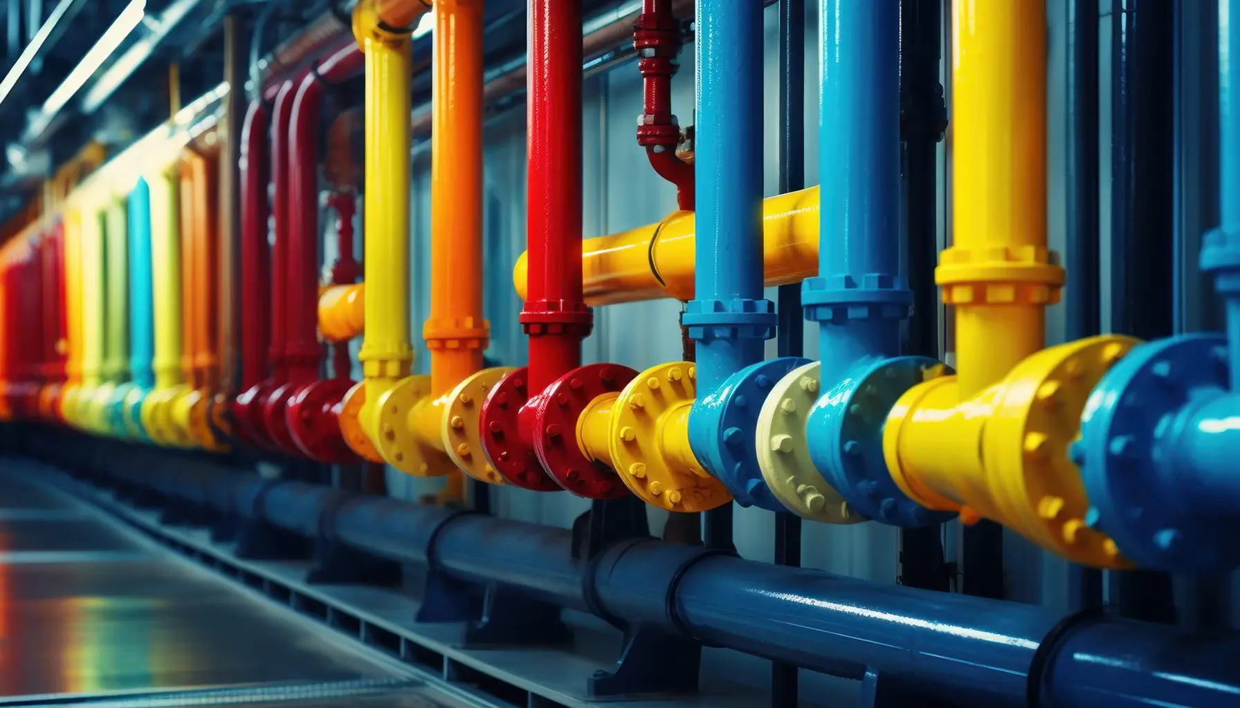 colorful water pipes underground